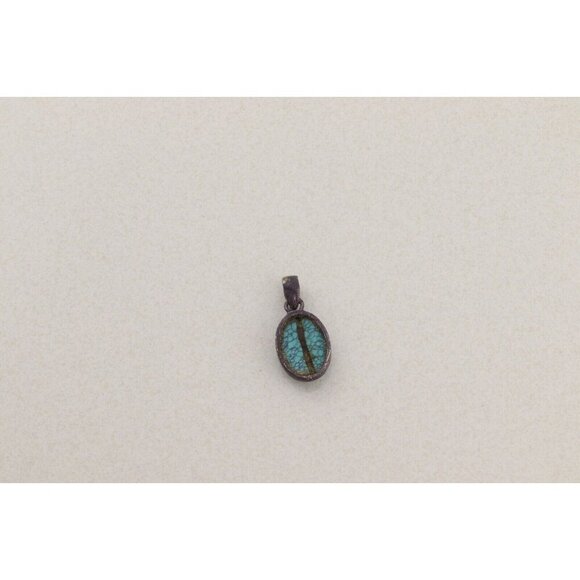 Pendant Only Sterling Silver Natural Turquoise Pendant 1 1/4" x 1/2" - Picture 6 of 6